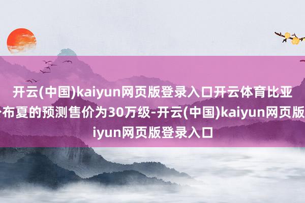 开云(中国)kaiyun网页版登录入口开云体育比亚迪仍是公布夏的预测售价为30万级-开云(中国)kaiyun网页版登录入口