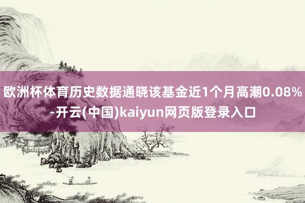欧洲杯体育历史数据通晓该基金近1个月高潮0.08%-开云(中国)kaiyun网页版登录入口