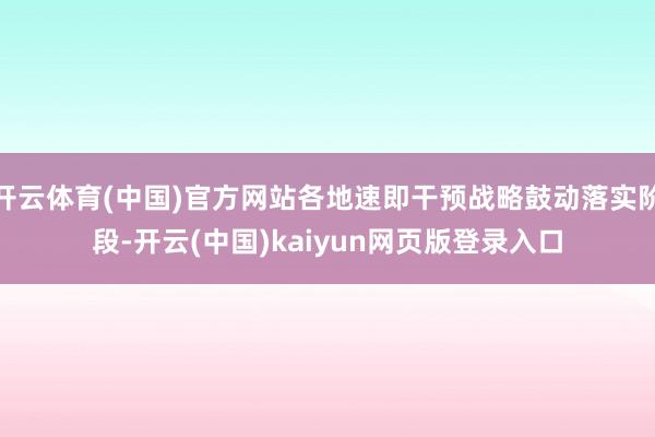 开云体育(中国)官方网站各地速即干预战略鼓动落实阶段-开云(中国)kaiyun网页版登录入口